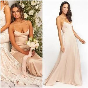 Show Me Your Mumu Godshaw Goddess‎ Gown in Champagne Luxe Satin Size XS